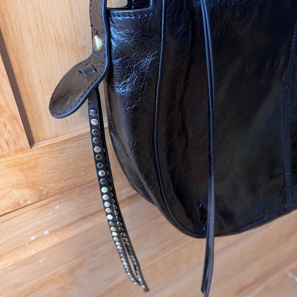 Hobo sling purse. Black leather. Studded tassels. Barely used, no visible wear. - Picture 4 of 7